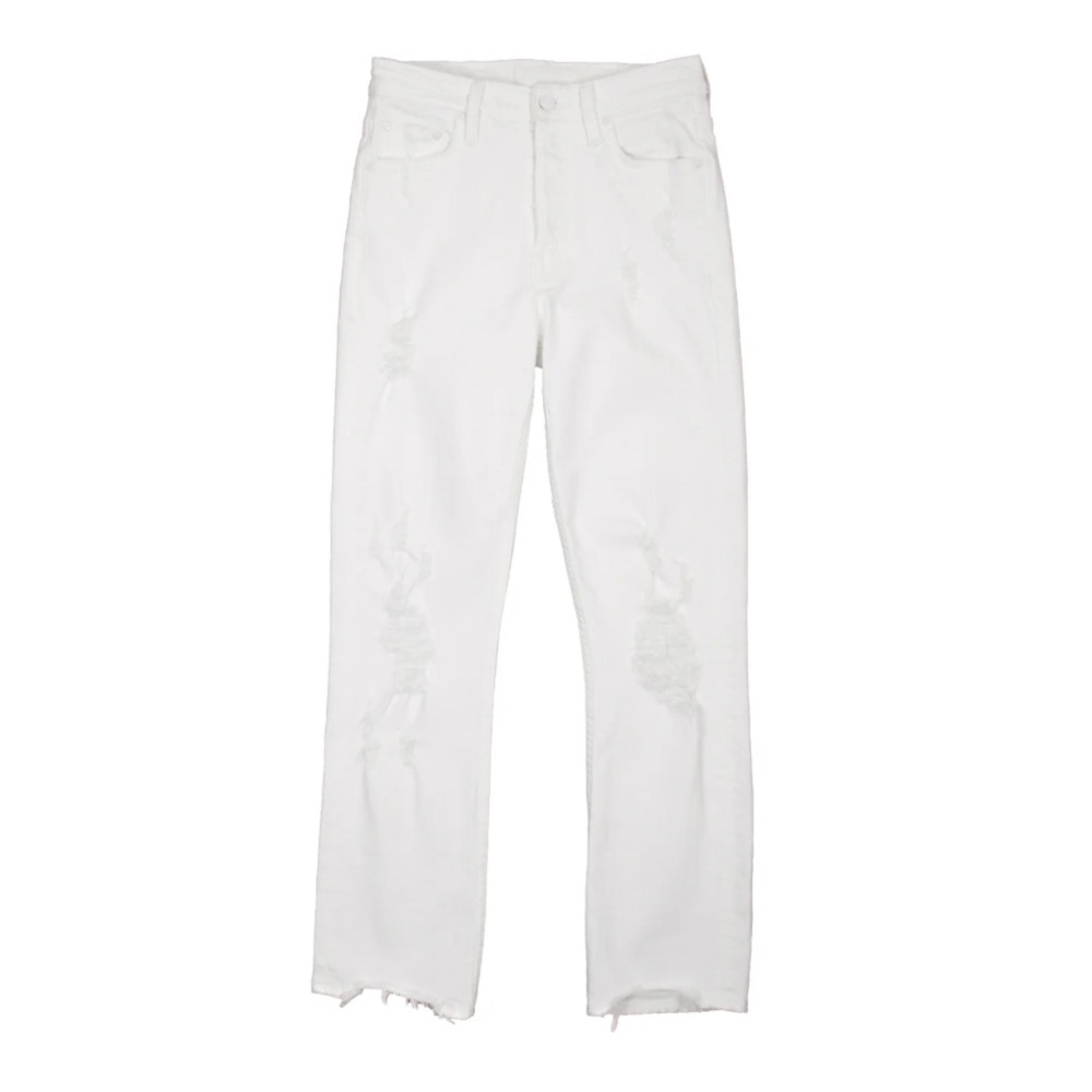 NWT MOTHER Denim The Tomcat ankle jeans, distressed, white - size 25